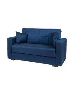 Divano letto 'nora' 2 posti in tessuto blu, 155x80x87 cm