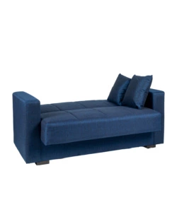 Divano letto "nora" 2 posti in tessuto blu, 155x80x87 cm