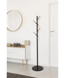 Appendiabiti "tree" in metallo nero e legno, 37x37x170 cm