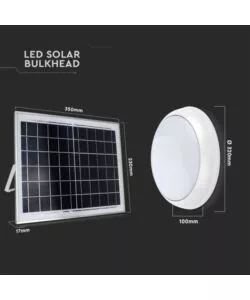 Plafoniera rotonda led per esterni con pannello solare e telecomando