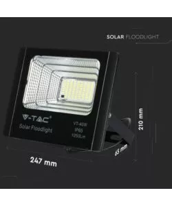 Faro led con pannello solare e telecomando 6000k, 16w