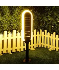 Piantana solare led da giardino bianca e nera 4000k, 5w