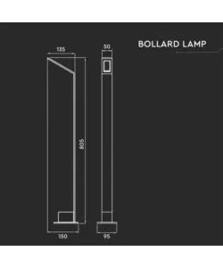 Lampione led da esterno nero 80 cm 4000k, 6w