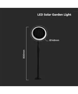 Piantana solare led da esterno nero 4000k, 3w