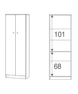 Armadio multiuso con due ante battenti, 62x34x183 cm