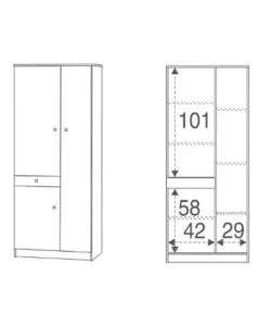 Armadio multiuso olmo chiaro 3 ante, 77x34x183 cm