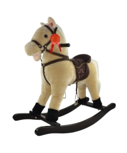 Cavallo a dondolo per bambini con suoni, beige