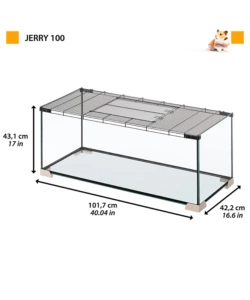 Gabbia per topi e ratti in vetro ' jerry 80', 101,7x42,9x43,1 cm - ferplast