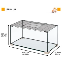 Gabbia per topi e ratti in vetro ' jerry 80', 101,7x51,9x53,1 cm - ferplast