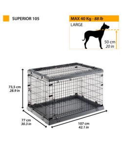 Gabbia box  per cani pieghevole 'superior 105', 107x77x73,5 cm - ferplast