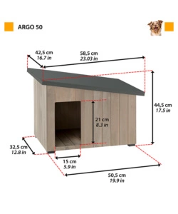 Cuccia da esterno 'argo 50' in legno di pino, 58,5x42,5x44,5 cm - ferplast