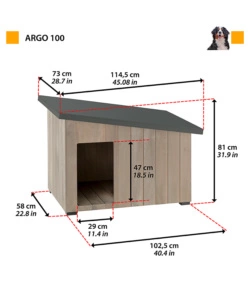 Cuccia da esterno 'argo 100' in legno di pino, 114,5x73x81 cm - ferplast