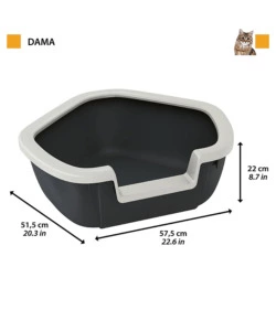 Lettiera toilette gatto angolare aperta ferplast 'dama' nero 57,5x51,5x22 cm