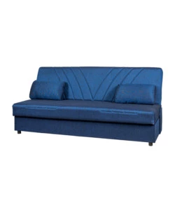 Divano letto 'fiji' 3 posti in tessuto blu con cassettone contenitore, 183x81x89 cm