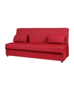 Divano letto 3 posti 'fiji' rosso con cassettone contenitore, 183x81x89 cm