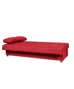 Divano letto "fiji" 3 posti in tessuto rosso con cassettone contenitore, 183x81x89 cm