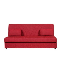 Divano letto "fiji" 3 posti in tessuto rosso con cassettone contenitore, 183x81x89 cm