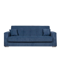 Divano letto "atena" 3 posti in tessuto blu scuro, 226x85x92 cm