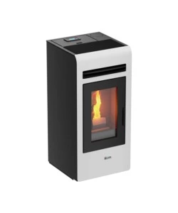 Stufa a pellet canalizzata canadian stove "vancouver 12c" bianco 11,1 kw