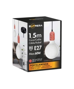 Lampada a sospensione cemento rossa 1,5 mt, e27