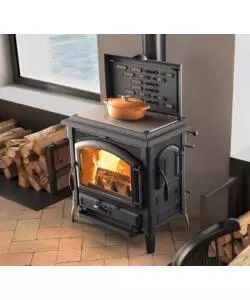 Stufa a legna la nordica + extraflame "isotta evo" piastra con cerchi nero 11,9 kw