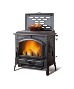 Stufa a legna la nordica + extraflame 'isotta evo' piastra con cerchi nero 11,9 kw