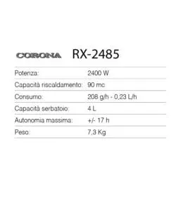 Stufa a combustibile liquido corona modello rx 2485