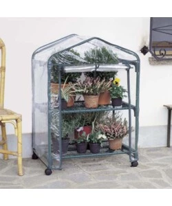 Serra da giardino azalea con 2 ripiani e ruote, 70x50x98 cm - verdemax