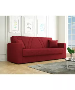 Divano letto "ibiza" 3 posti tessuto rosso, 214x89x81 cm