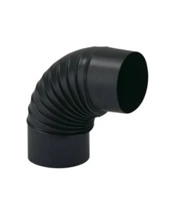 Tubo curva 90 ala in acciaio smaltato verniciato nero opaco, diametro 12 cm