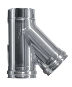 Tubo raccordo a tee 135 parete doppia inox, dn 130/180