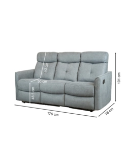 Divano 'mia' 3 posti con recliner manuale grigio antracite, 179x90x101 cm