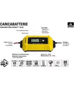 Caricabatterie mantenitore di carica per auto e moto 6-12v 8a stanley