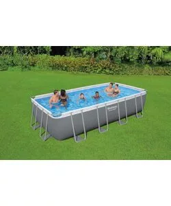 Piscina fuori terra rettangolare bestway "power steel frame" 549x274x122 cm con di pompa, scaletta, copertura e chemconnect - cod. 56466-new