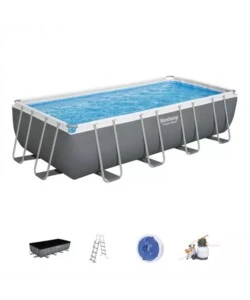 Piscina fuori terra rettangolare bestway 'power steel frame' 549x274x122 cm con di pompa, scaletta, copertura e chemconnect - cod. 56466-new