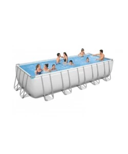 Piscina fuori terra rettangolare "power steel frame" 640x274x132 cm con di pompa, scaletta, cover e chemconnect - cod. 5612b