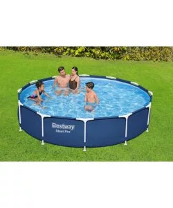 Piscina fuori terra rotonda bestway "steel pro" 366x76 cm con pompa e filtro a cartuccia - cod. 56681-new