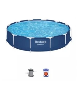 Piscina fuori terra rotonda bestway 'steel pro' 366x76 cm con pompa e filtro a cartuccia - cod. 56681-new