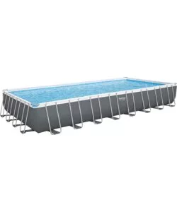 Piscina fuori terra rettangolare bestway 'power steel frame' 956x488x132 cm con telo, pompa e scaletta - cod. 56623-new