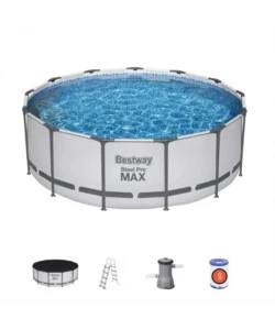 Piscina fuori terra rotonda bestway 'pro max' 396x122 cm con pompa, filtro, telo di copertura e scaletta - cod. 5618w