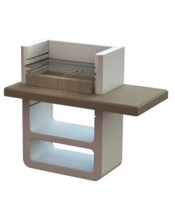 Barbecue a legna o carbonella in calcestruzzo modello agadir, 125x64x110,5 cm - sarom fuoco