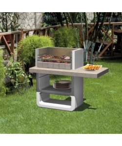 Barbecue a legna o carbonella sarom fuoco "agadirin" calcestruzzo, 125x64x110,5 cm