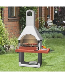 Barbecue a carbonella in cemento modello milano, 88x58x197,3 cm - sarom fuoco