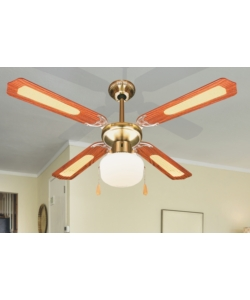 Ventilatore da soffitto con 4 pale e 1 luce ottone, 106 cm 70 w