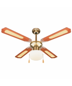 Ventilatore da soffitto con 4 pale e 1 luce ottone, 106 cm 70 w