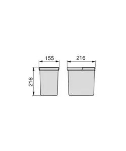 2 contenitori riiuti in plastica grigio antracite, 6 lt