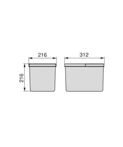 2 contenitori per la raccolta differenziata plastica grigio, 12lt