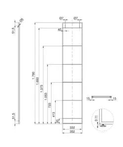 Struttura per scaffale lader in acciaio nero, 179 cm