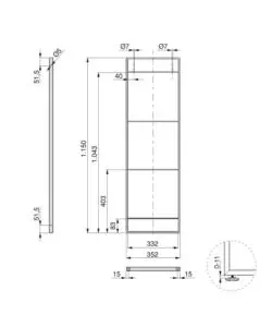 Struttura per scaffale lader in acciaio nero, 115 cm