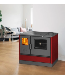 Cucina a legna con forno 7,7 kw bordeaux